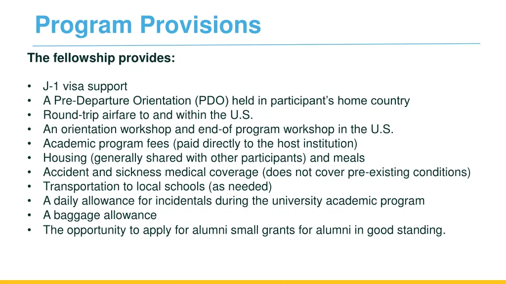 program provisions