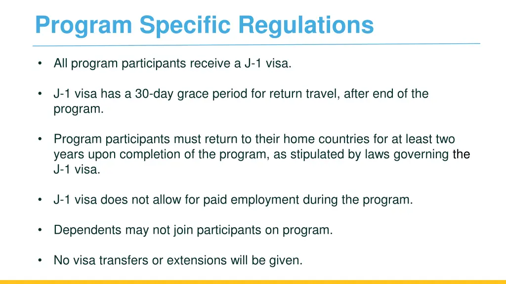 program specific regulations