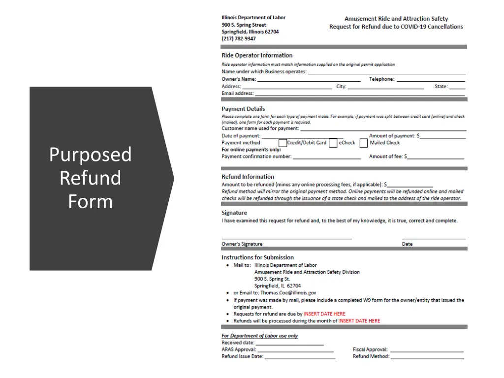 purposed refund form