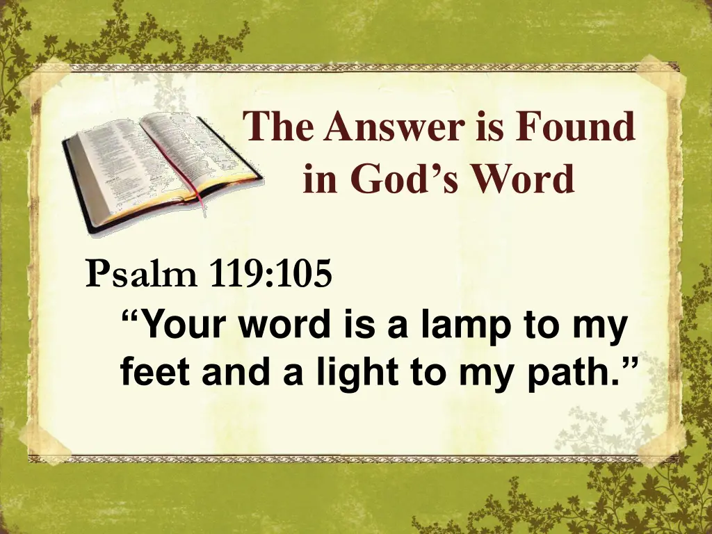 the answer is found in god s word