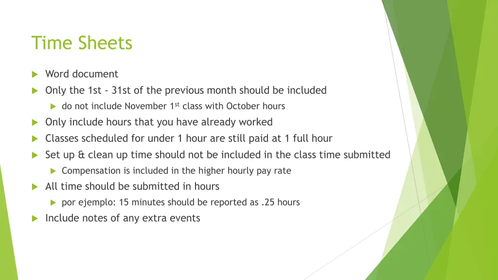 time sheets