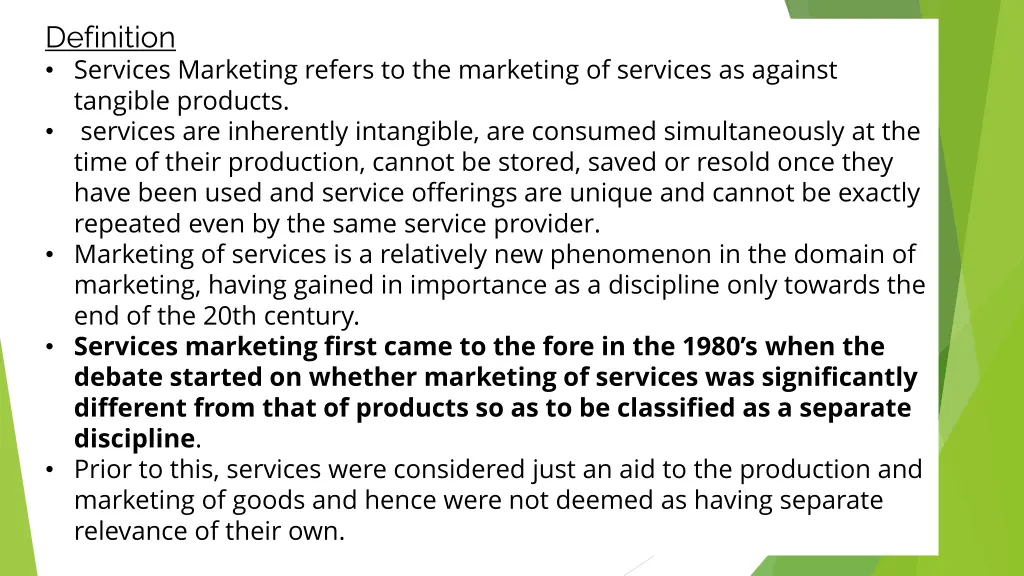 definition services marketing refers