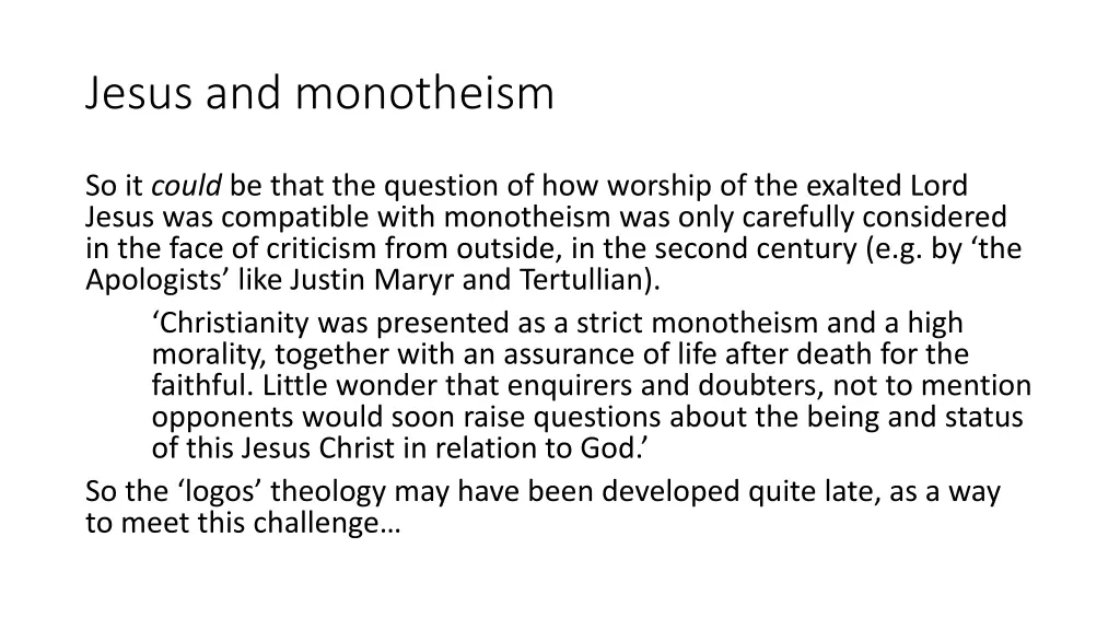 jesus and monotheism 2