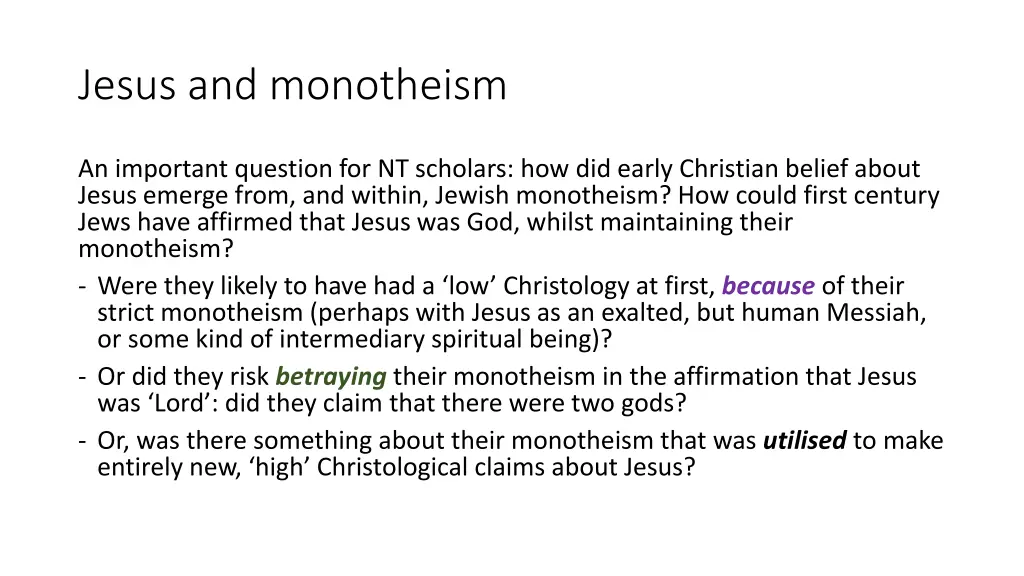 jesus and monotheism