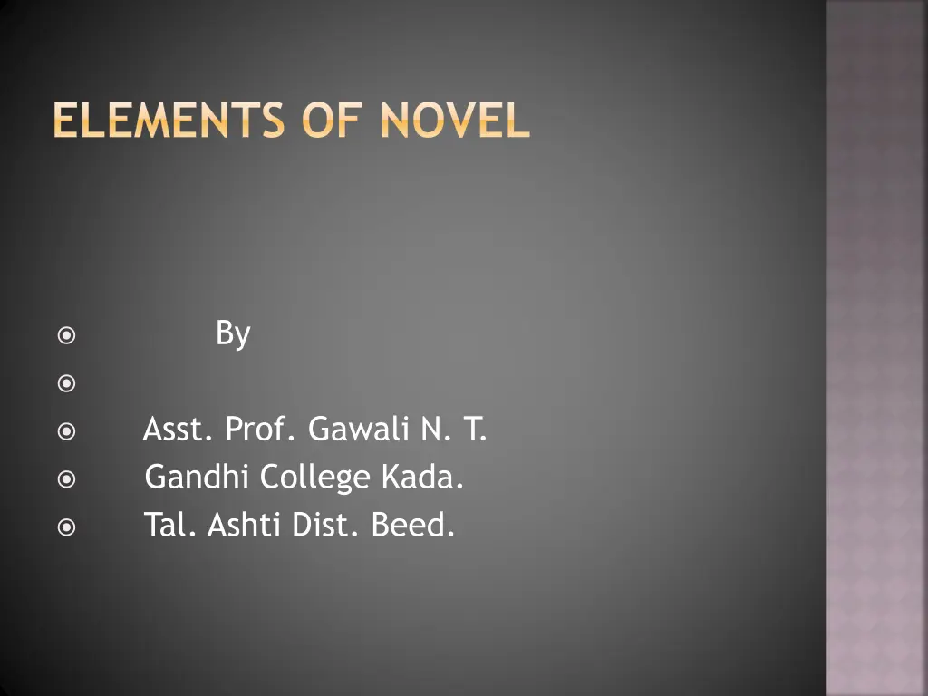 elements of novel