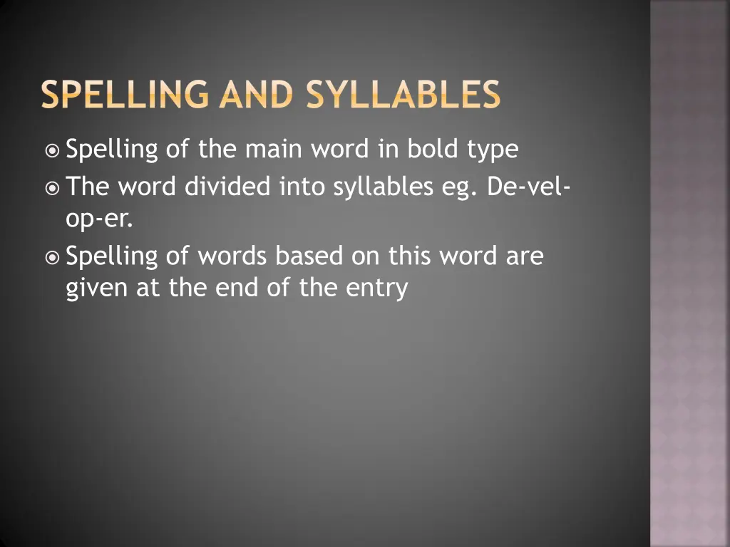 spelling and syllables