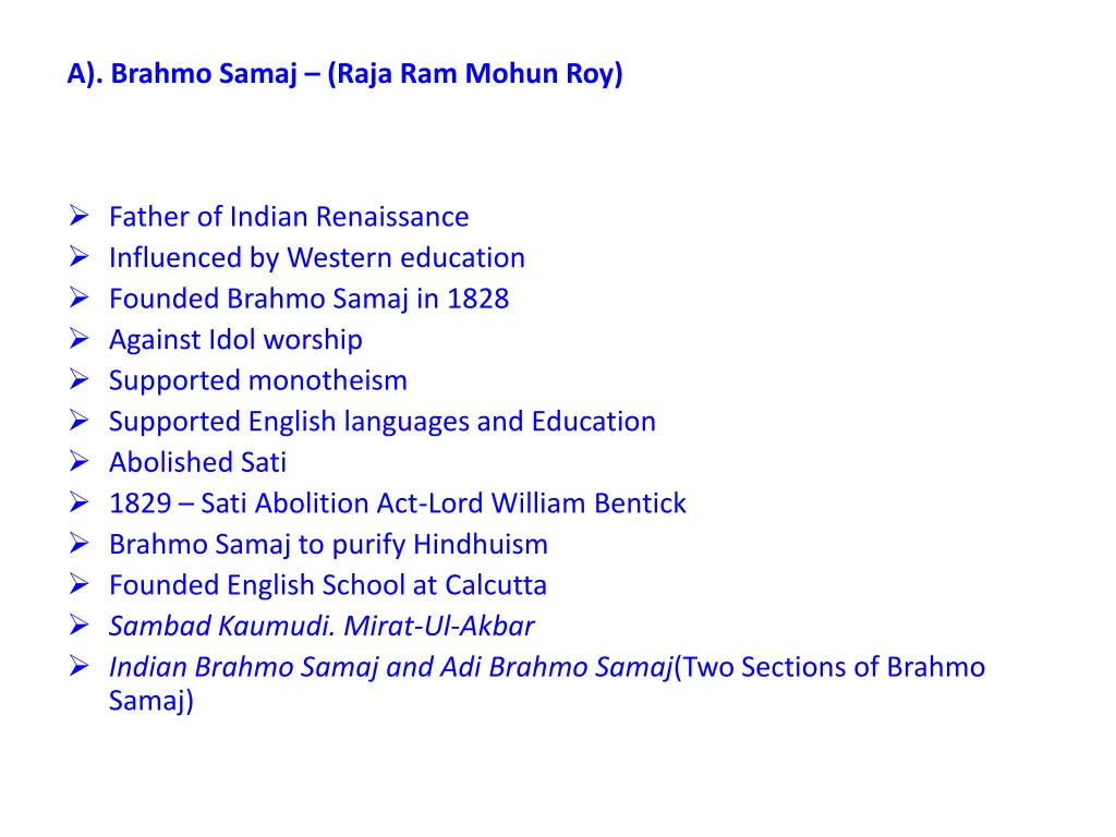 a brahmo samaj raja ram mohun roy