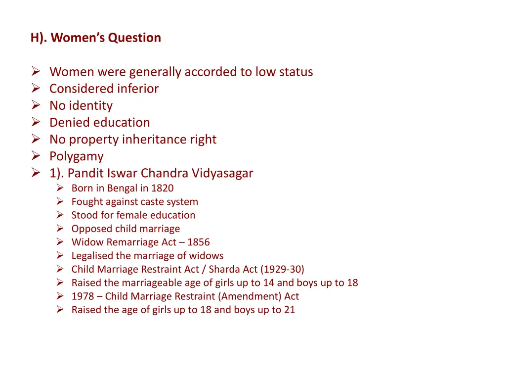 h women s question