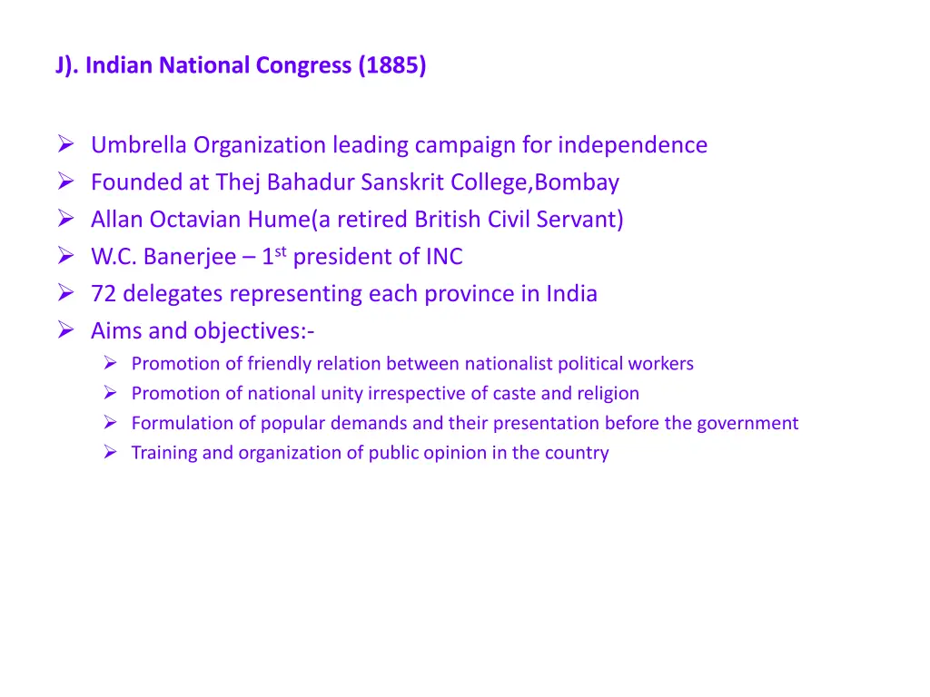 j indian national congress 1885