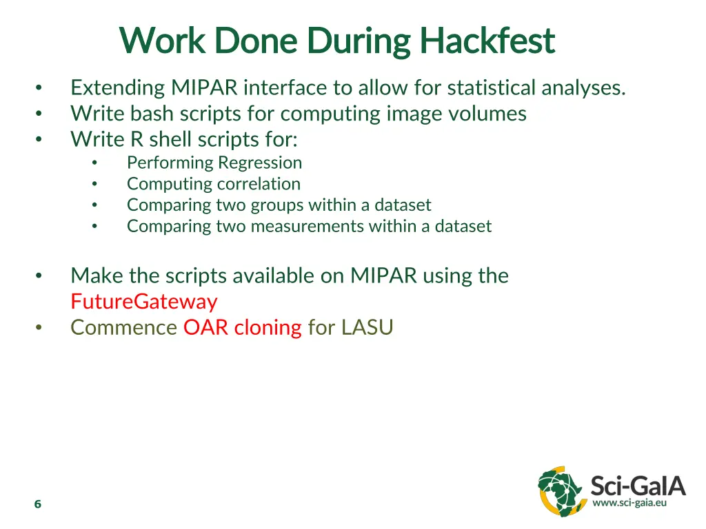 work done during work done during hackfest