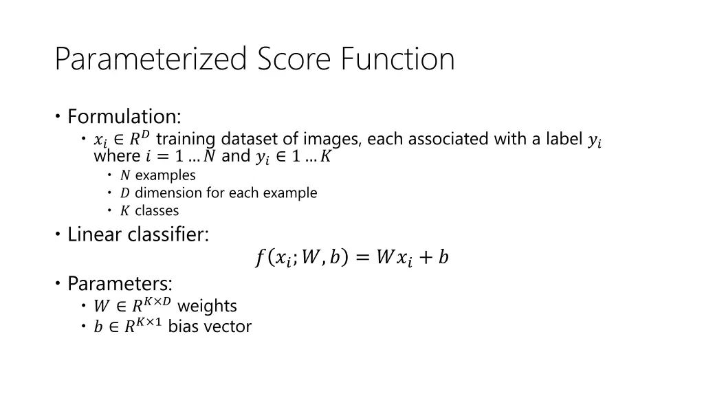 parameterized score function