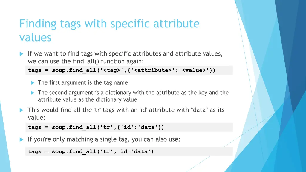 finding tags with specific attribute values