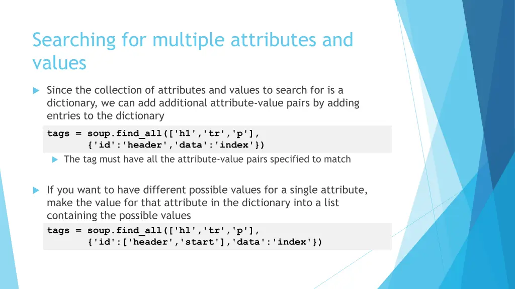 searching for multiple attributes and values