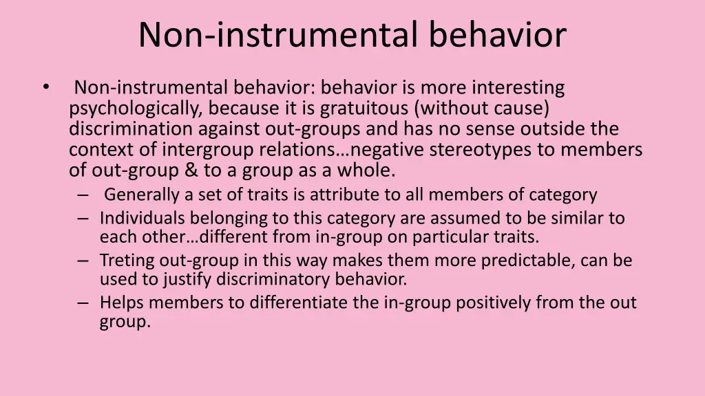 non instrumental behavior