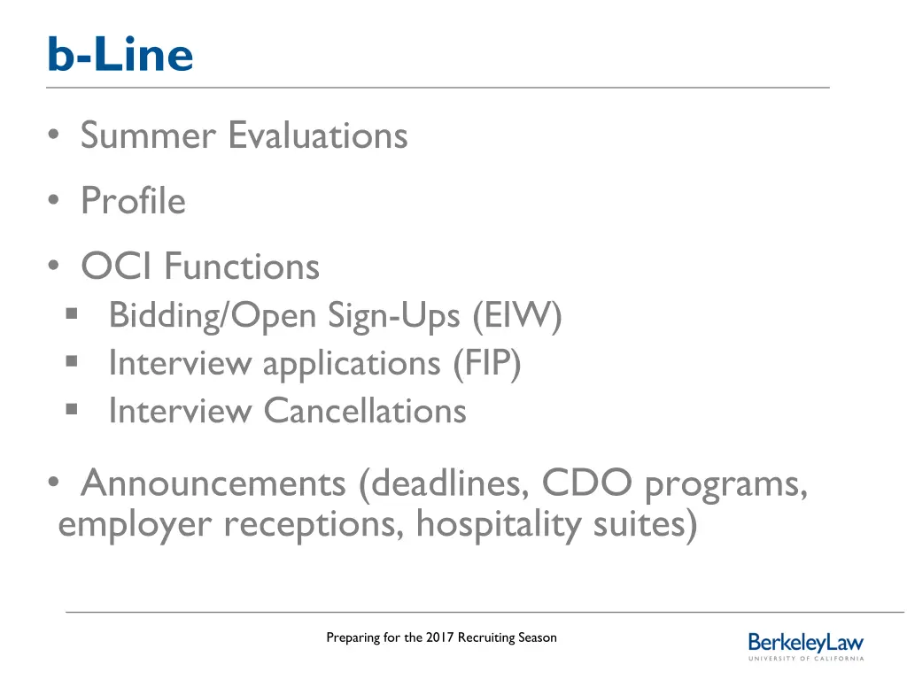 b line summer evaluations profile oci functions
