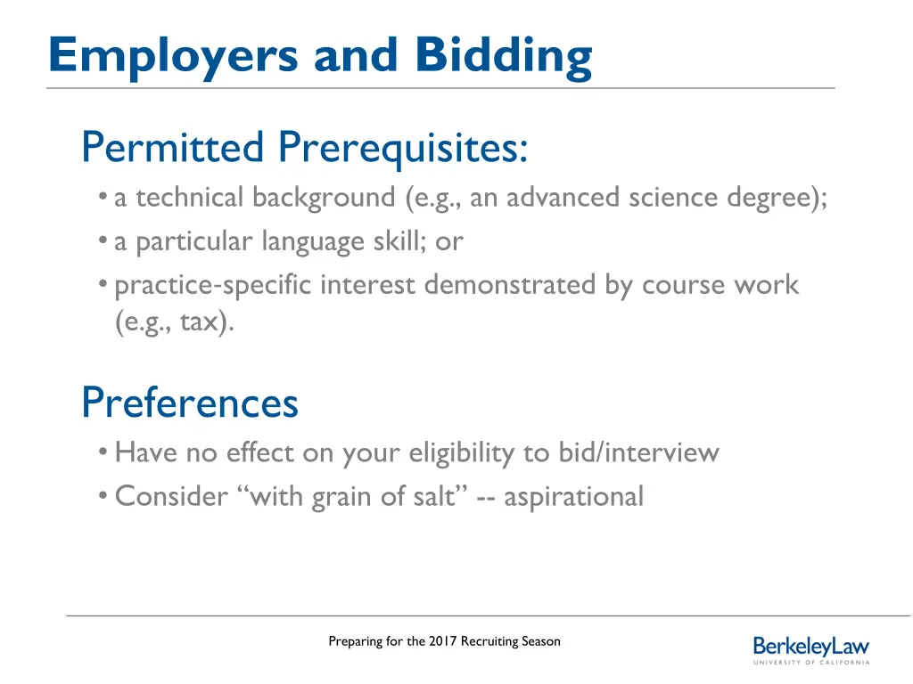 employers and bidding