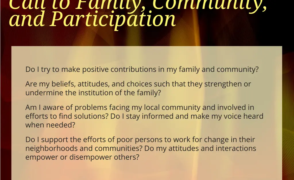 call to family community and participation
