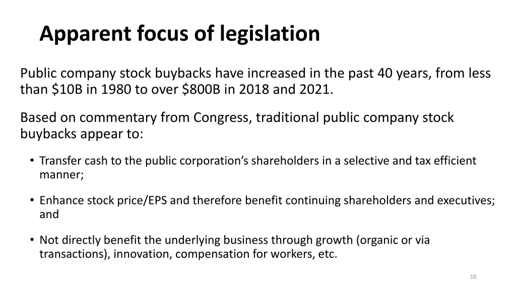 apparent focus of legislation