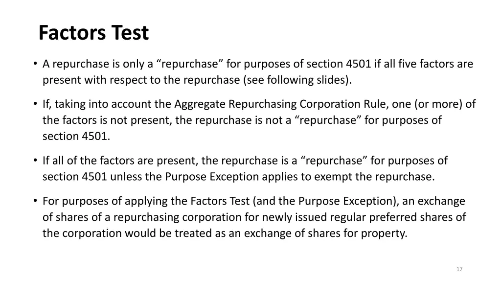factors test