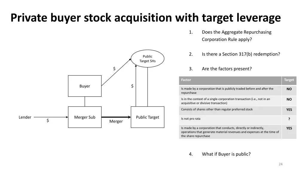 private buyer stock acquisition with target