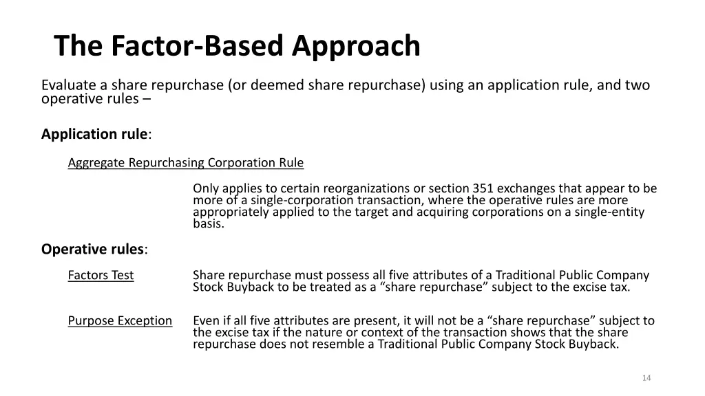 the factor based approach