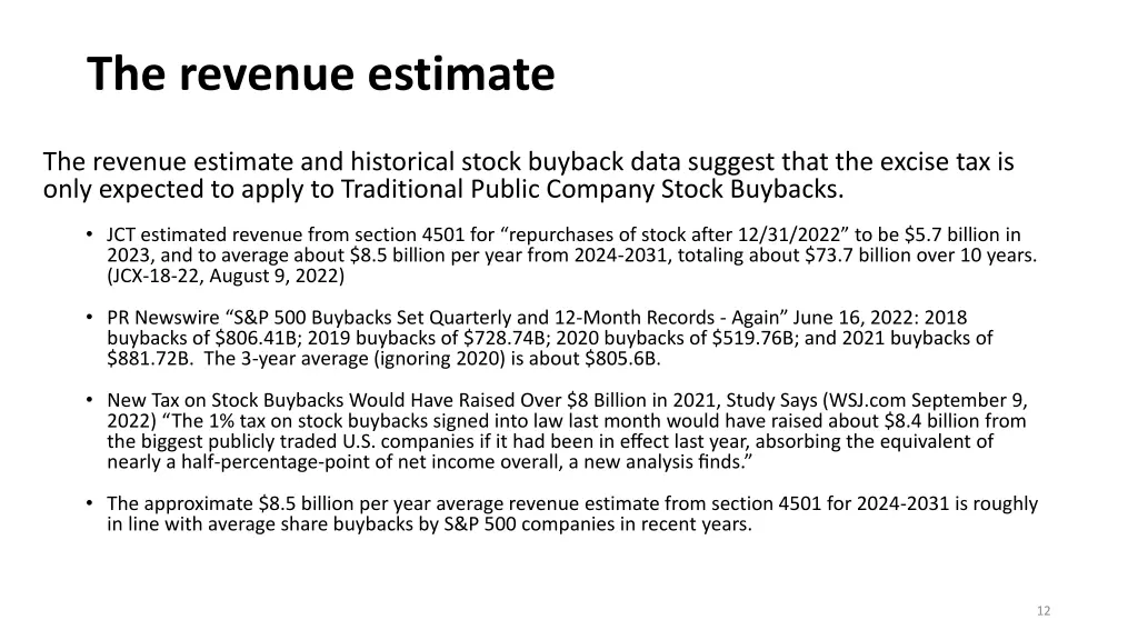 the revenue estimate