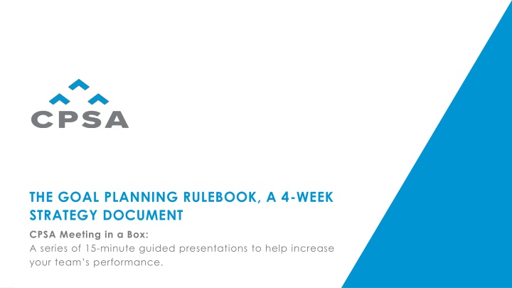 the goal planning rulebook a 4 week strategy