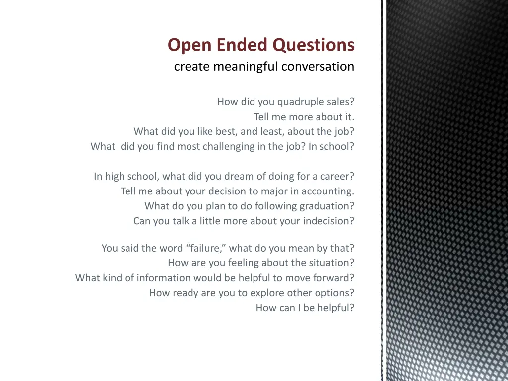 open ended questions create meaningful