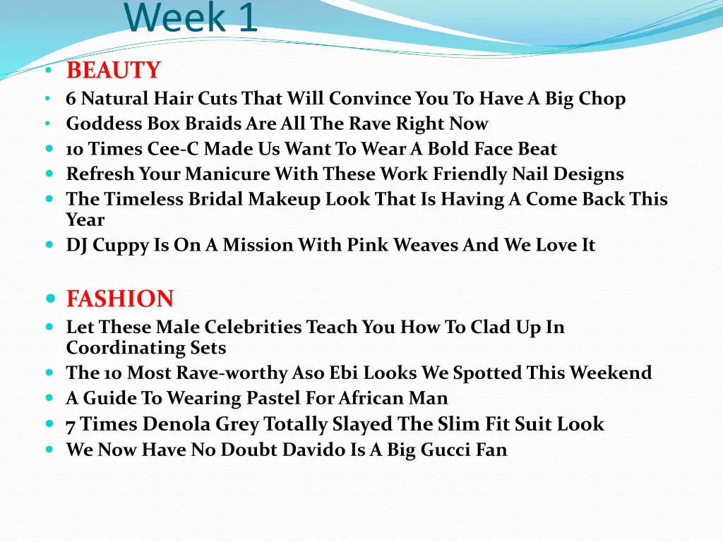 week 1