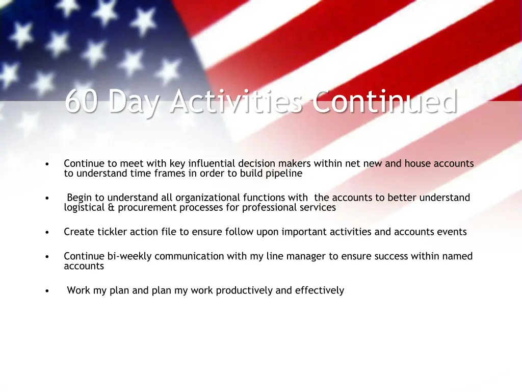 60 day activities continued