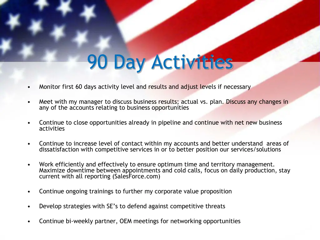90 day activities