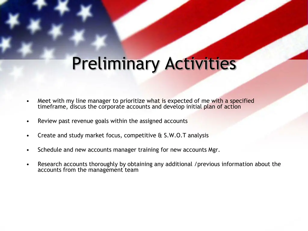 preliminary activities