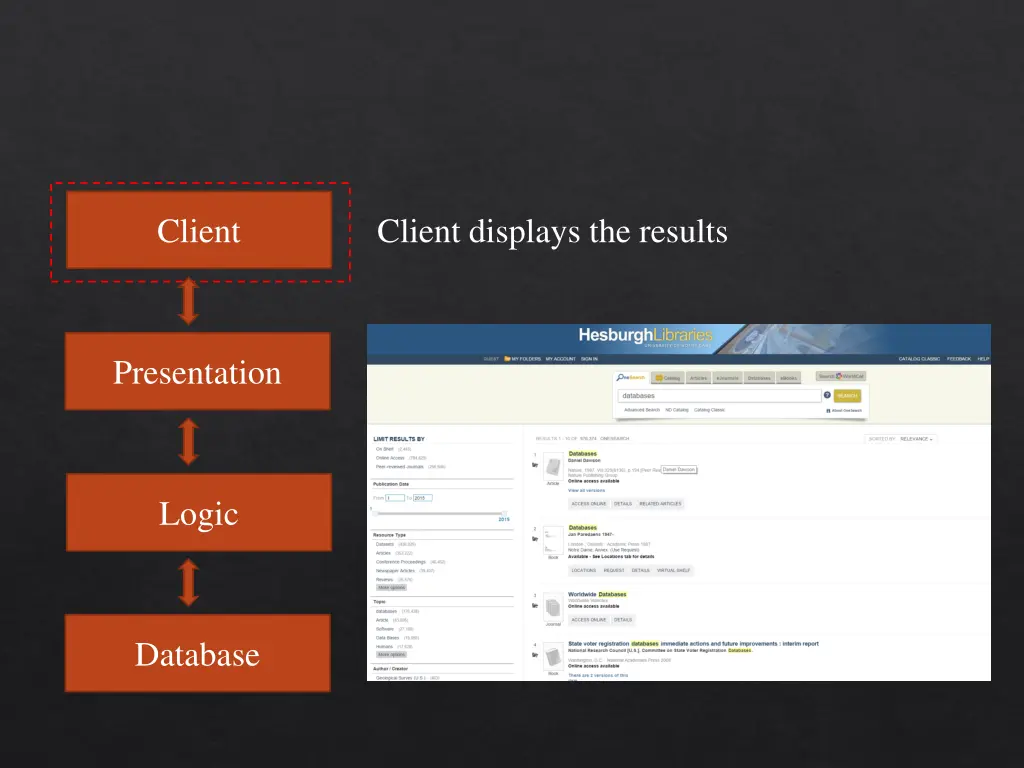 client displays the results