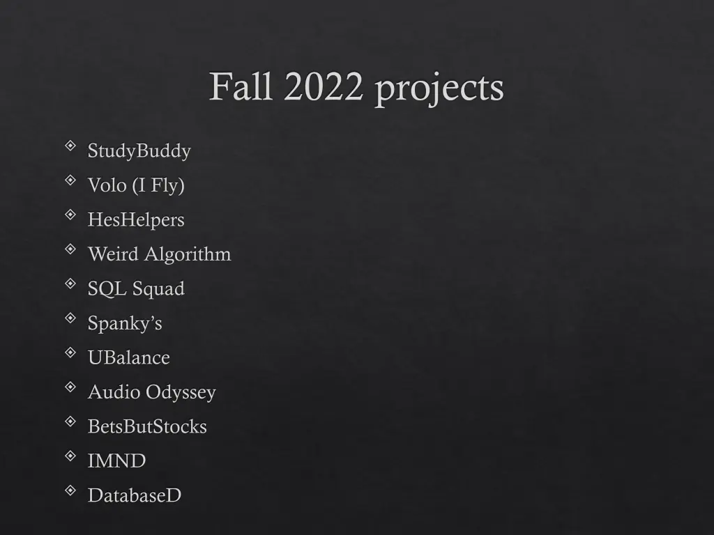 fall 2022 projects