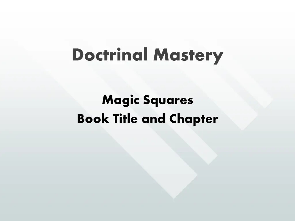 doctrinal mastery 1