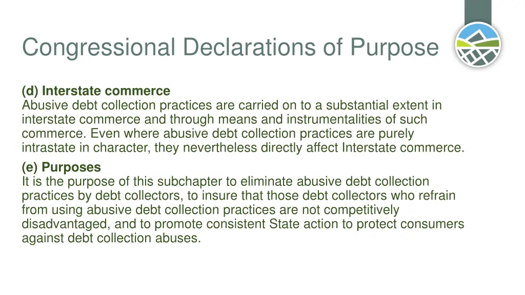 congressional declarations of purpose