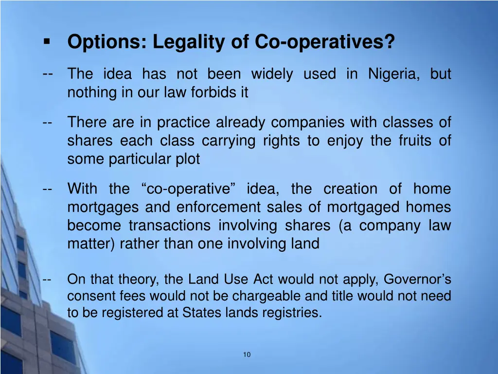 options legality of co operatives