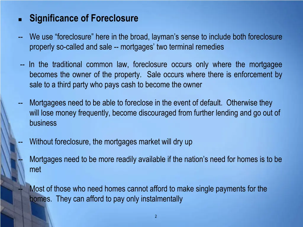 significance of foreclosure