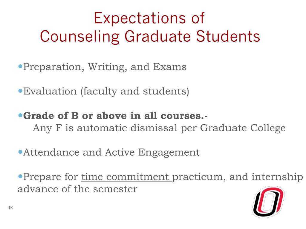 expectations of counseling graduate students