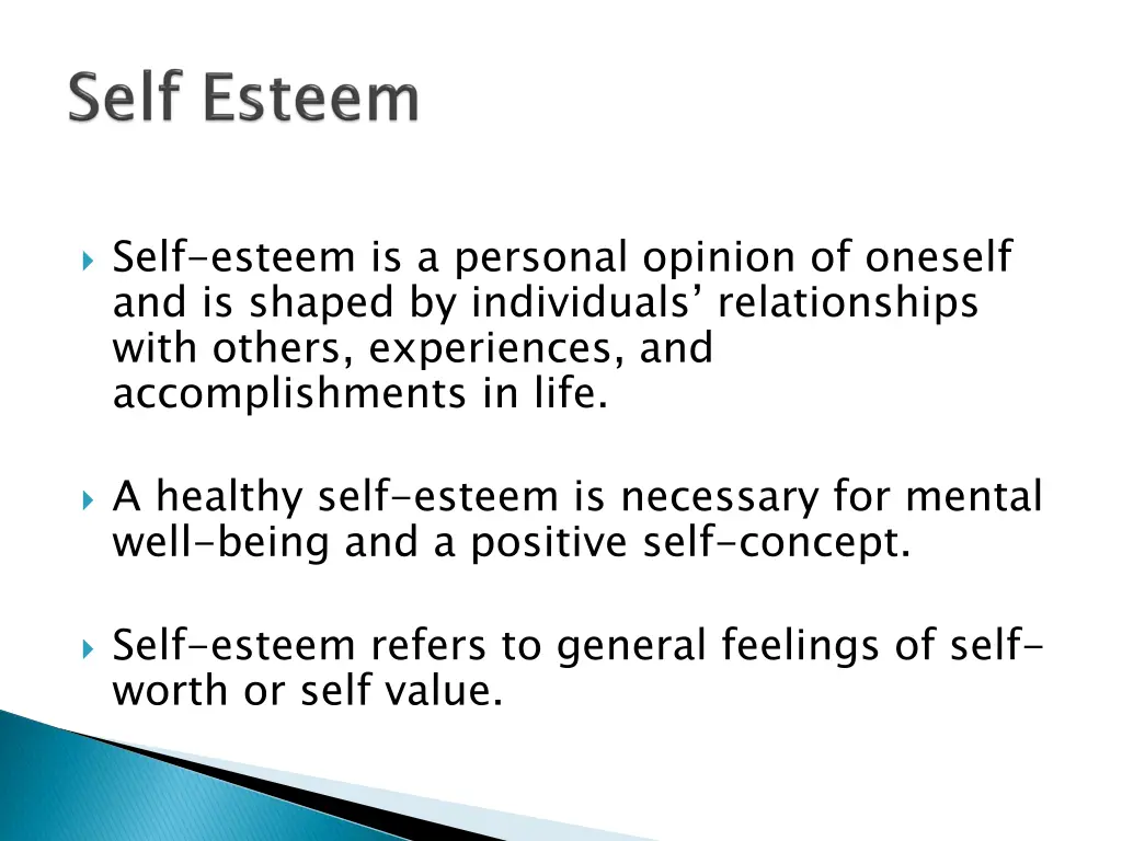 self esteem is a personal opinion of oneself
