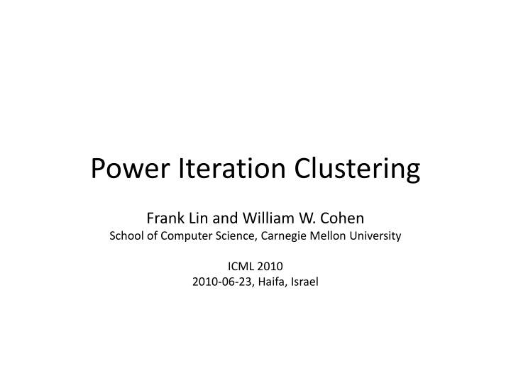 power iteration clustering