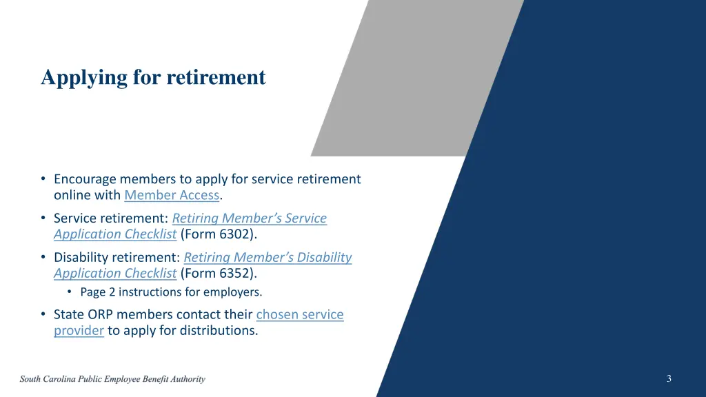 applying for retirement