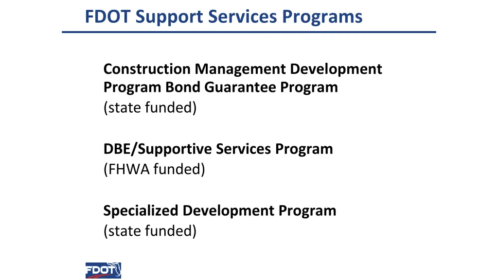 fdot support services programs 1