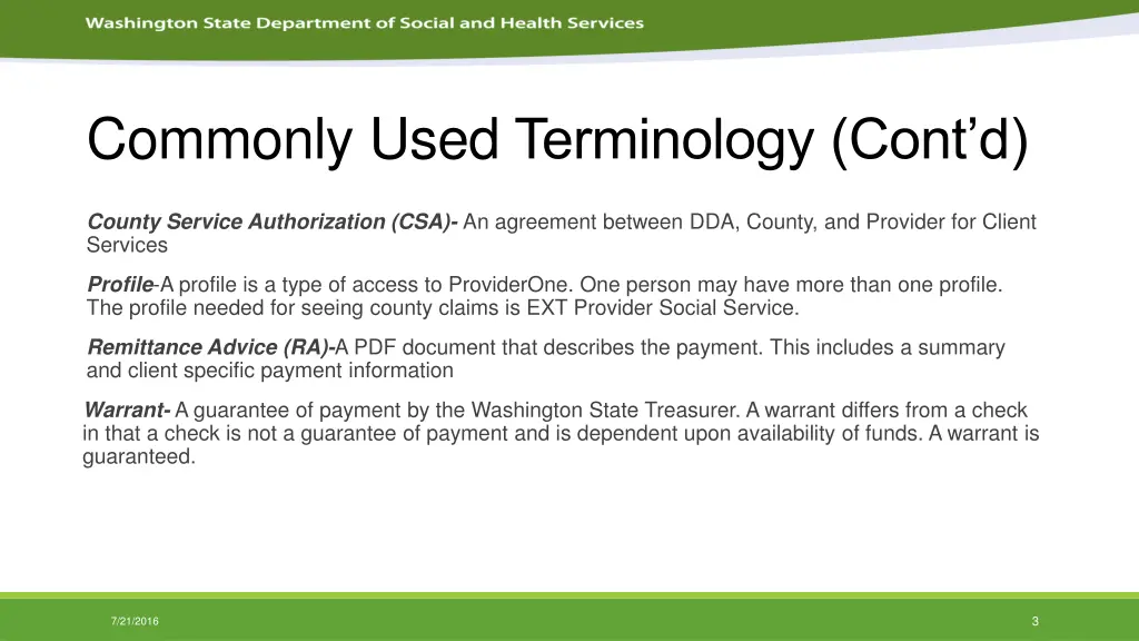 commonly used terminology cont d