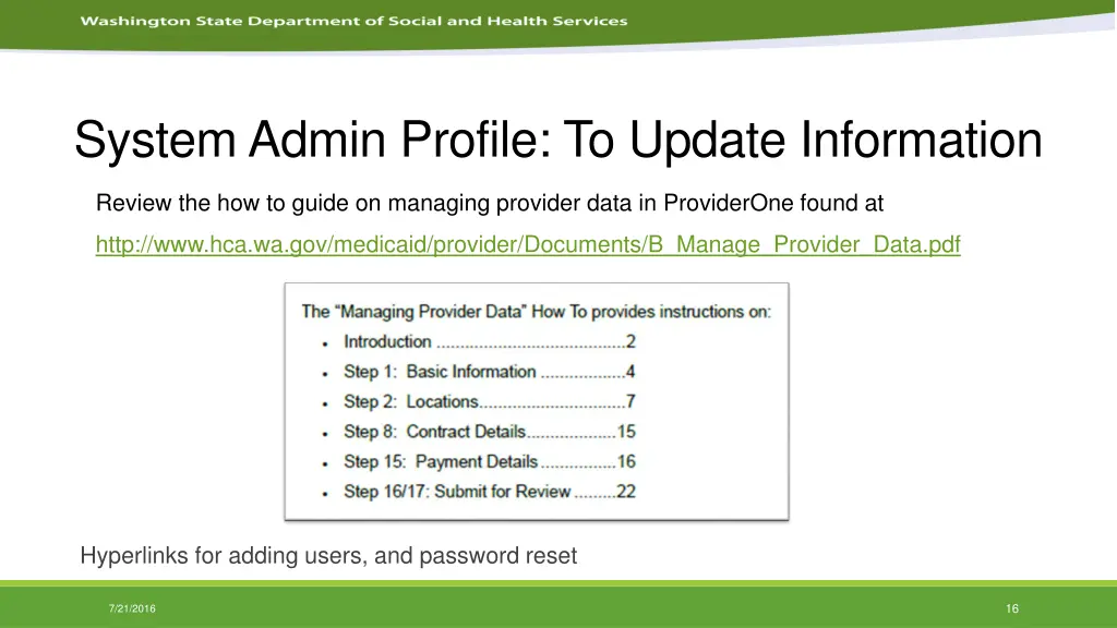 system admin profile to update information