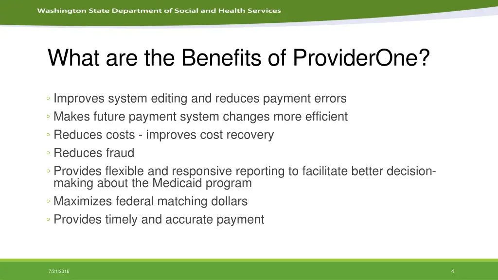 what are the benefits of providerone