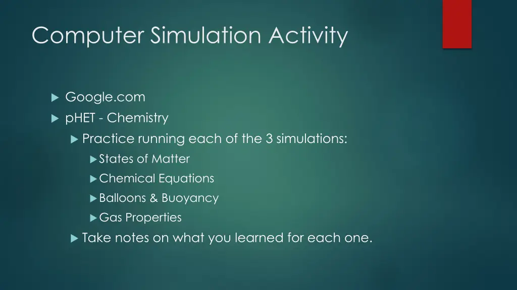 computer simulation activity