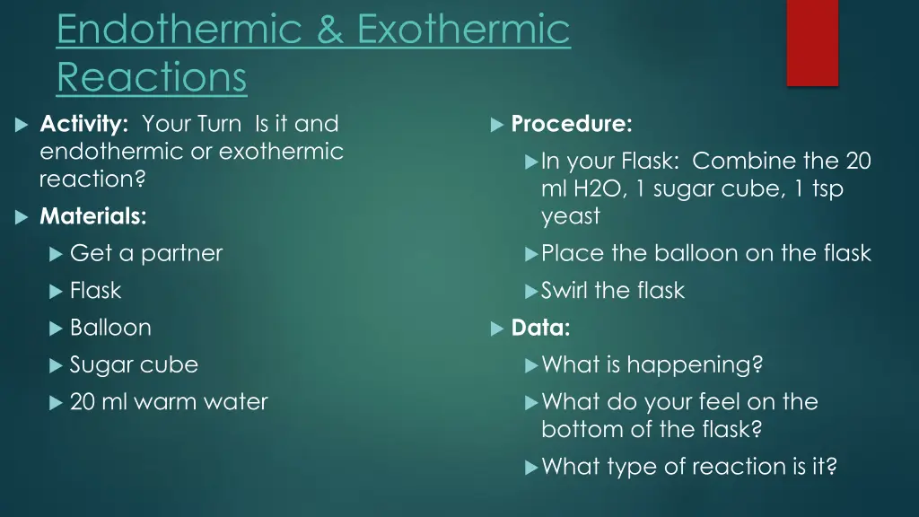 endothermic exothermic reactions activity your