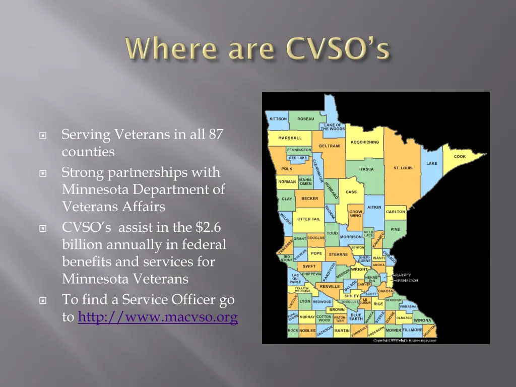 serving veterans in all 87 counties strong