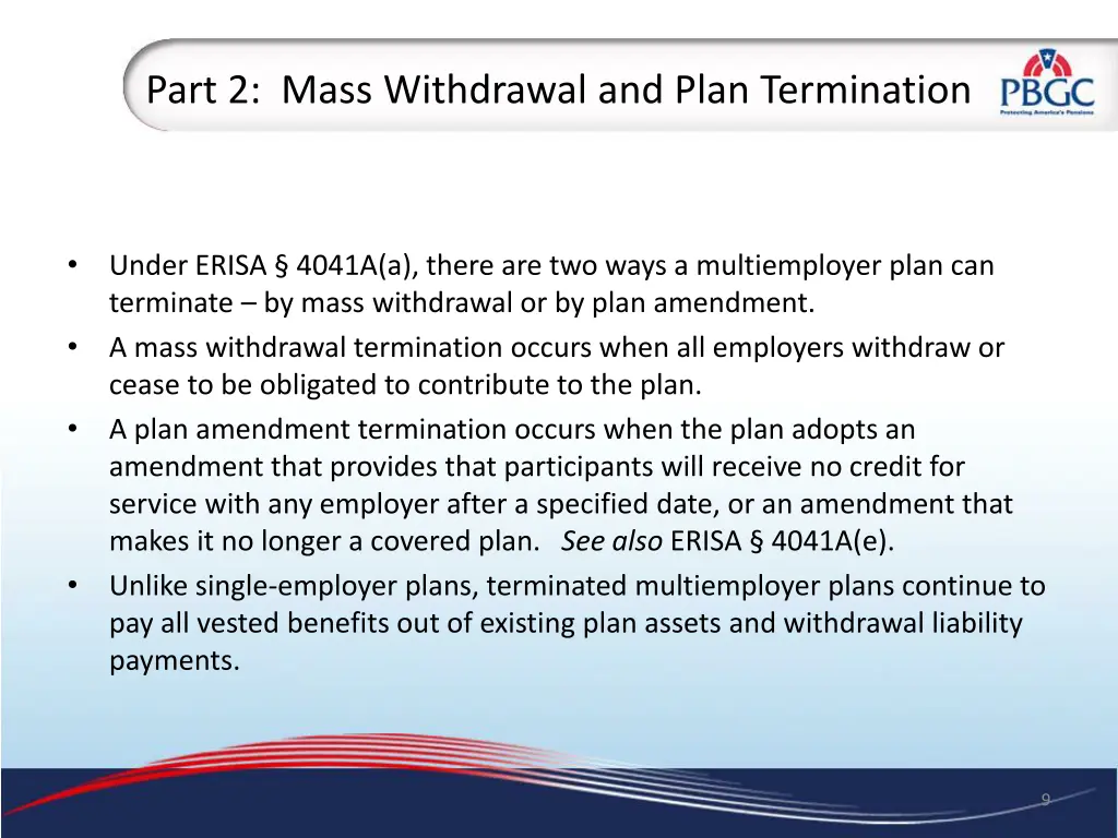 part 2 mass withdrawal and plan termination